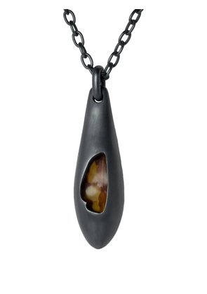 Parts of Four sterling silver Chrysalis amber necklace - Black