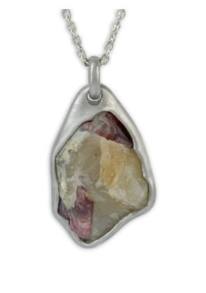 Parts of Four sterling silver Halos rubellite tourmlaine necklace