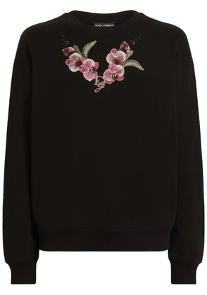 Dolce & Gabbana Orchid embroidered sweatshirt - Black