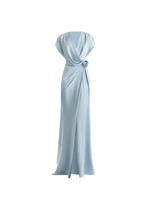 Gemy Maalouf draped V-neck flower maxi dress - Blue