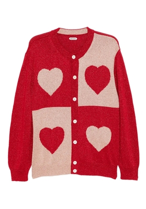BODE lame-hearts cardigan - Red