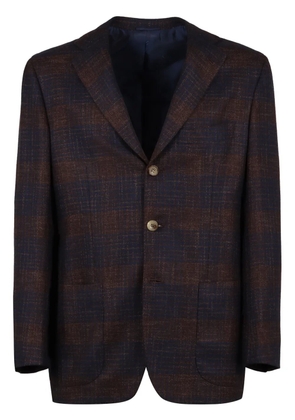Kiton check-pattern blazer - Blue