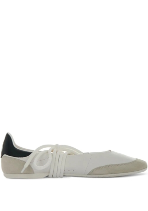 Patrizia Pepe leather lace-up ballet flats - White
