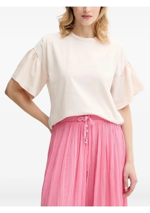 PINKO frill-sleeve crew-neck top - White