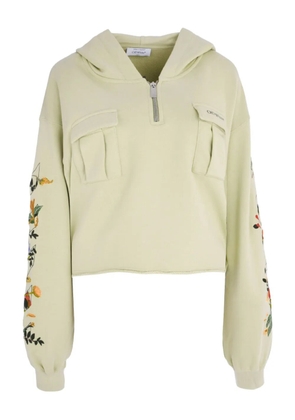 Off-White chest-pocket floral-embroidered hoodie - Neutrals