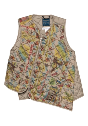 Comme Des Garçons Shirt graphic guilted gilet - Brown