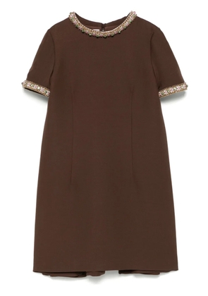 Valentino Garavani crystal-embellished crepe mini dress - Brown