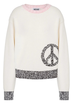 MOSCHINO JEANS Peace intarsia jumper - White