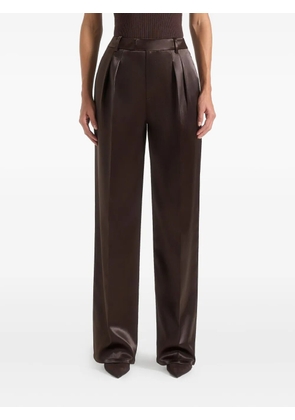 Manière De Voir Julie satin twin-pleat tailored trousers - Brown