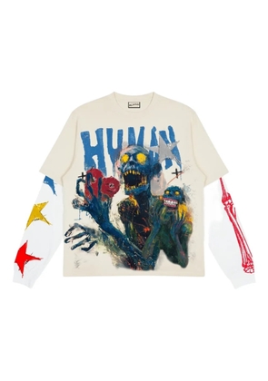 ALL HUMAN graphic long-sleeve T-shirt - Neutrals