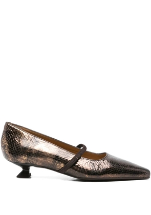 Pedro Miralles 30mm metallic-leather pumps - Neutrals