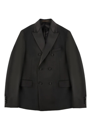 slowear flap pocket wool double-breasted blazer - Black