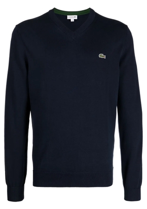 Lacoste logo-embroidered fine-ribbed jumper - Blue