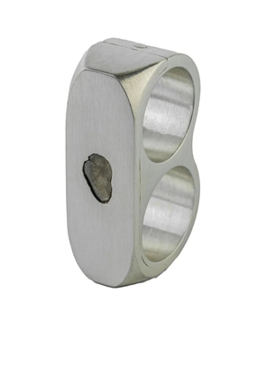 Parts of Four double-ring diamond slab ring - Silver