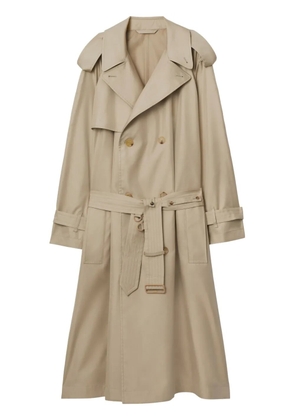 Burberry double-breasted silk trench coat - Neutrals