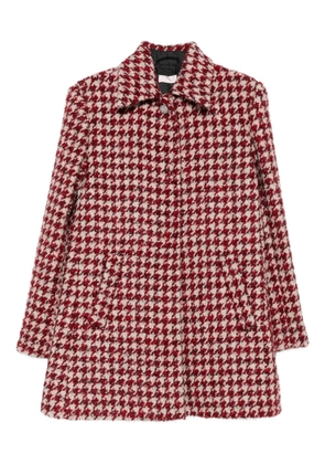LIU JO houndstooth-pattern pocketed coat - Red