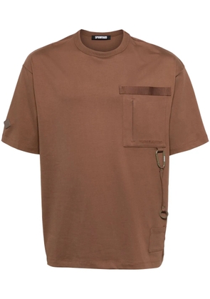 Spoonyard coordinate-embroidered cotton T-shirt - Brown