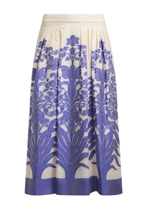 ETRO jacquard-floral pleated mid skirt - Neutrals