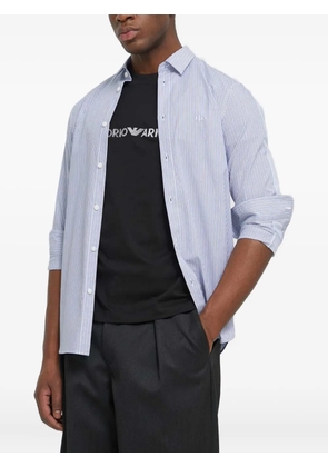 Armani Exchange striped logo-embroidered shirt - Blue