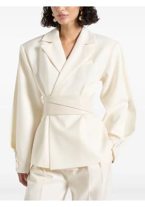 Manière De Voir Marie twist-sleeve belted tailored blazer - Neutrals