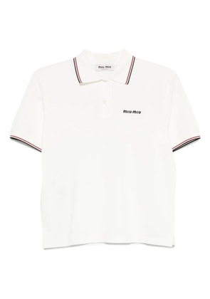 Miu Miu logo-embroidered polo shirt - White