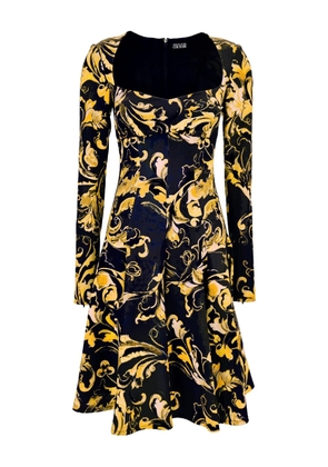 Versace Jeans Couture Barocco-print flared mini dress - Black