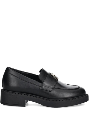 Furla metal-buckle leather loafers - Black