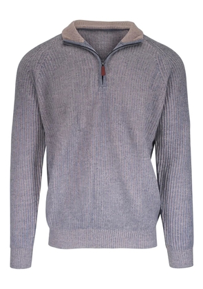 Kinross Cashmere ribbed zip-up sweater - Grey