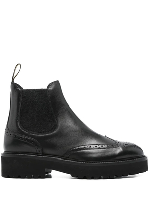 Doucal's elastic-panel brogue boots - Black