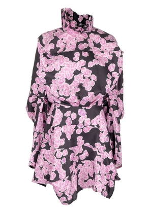Natasha Zinko floral-print box shirt dress - Black