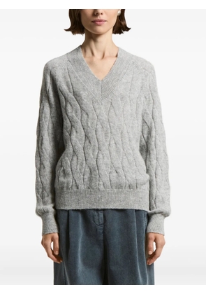 Peserico V-neck cable-knit sweater - Grey