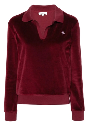 Sporty & Rich SRC velour polo top - Red
