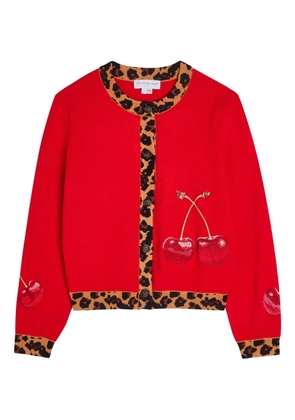 NEVER FULLY DRESSED cherry leopard cardigan - Red