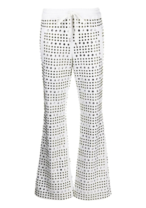 Marni crystal-embellished flared trousers - White