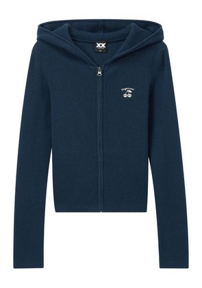 FINGERCROXX hooded ribbed cardigan - Blue