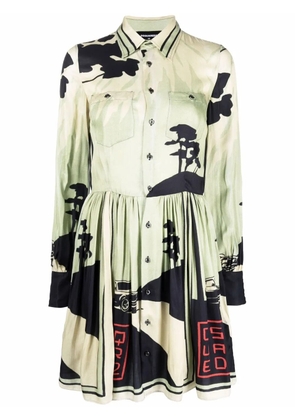DSQUARED2 graphic-print shirt dress - Green