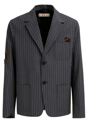 Marni distressed-effect striped blazer - Black