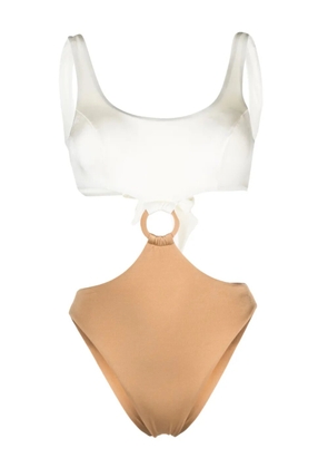 Noire Swimwear cut-out detailing colour-block swimsuit - Neutrals