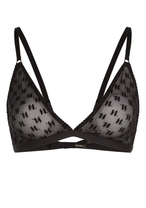 Karl Lagerfeld monogram mesh bra - Black