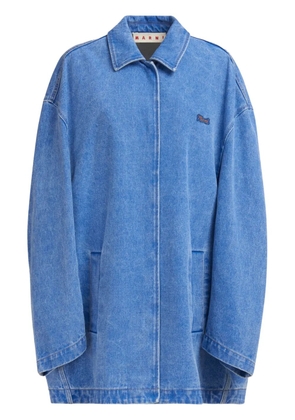 Marni logo-appliqué denim jacket - Blue