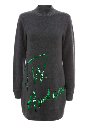 JW Anderson sequins-logo knitted minidress - Grey