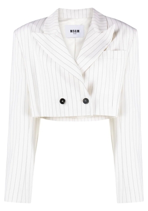 MSGM pinstripe-pattern cropped blazer - White