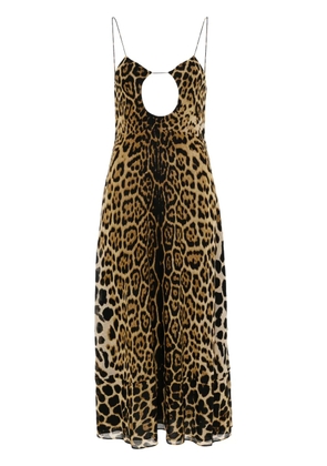 Saint Laurent leopard-print midi dress - Brown