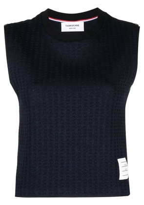 Thom Browne logo-patch jacquard top - Blue