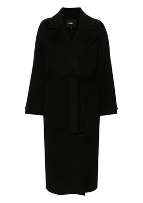 Maje long belted coat - Black
