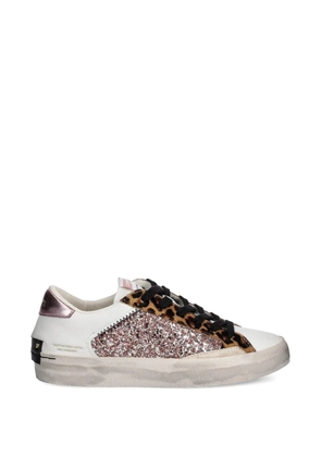 Crime London glitter-embellishment leopard-print sneakers - White