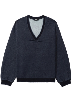 We11done ruched-detail cotton sweatshirt - Blue