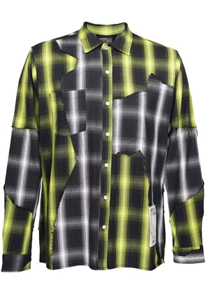 Mostly Heard Rarely Seen cut-up plaid shirt - Black