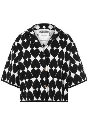 Moschino heart-motif knitted cotton shirt - Black