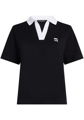 Karl Lagerfeld logo-patch polo top - Black